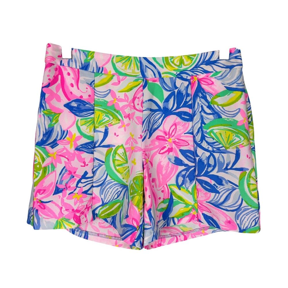 Lilly Pulitzer Ariana Stretch Preppy Flat Front Shorts Havana Cocktail Print 2
